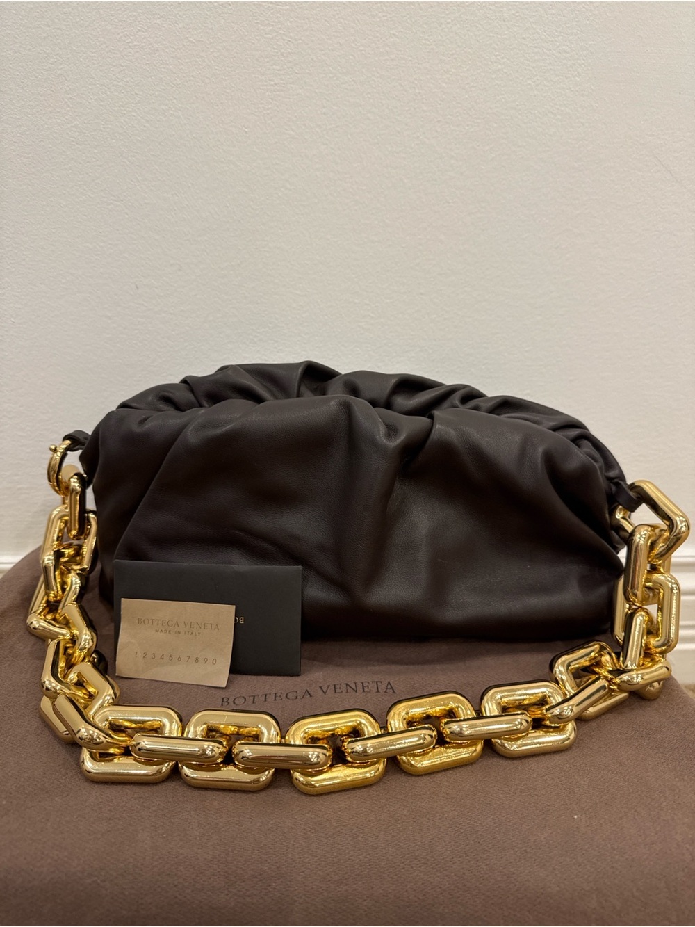 Bottega Veneta Iconic Maxi Gold Chain Pouch Bag Black Lambskin Daniel Lee